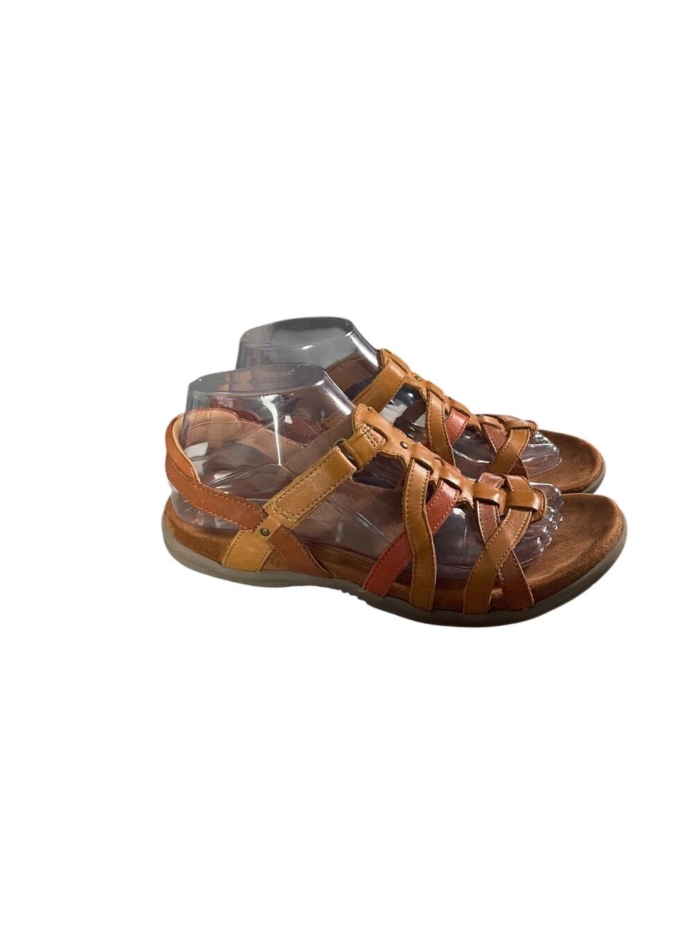 Cobb Hill Women’s Rubey Brown Leather Woven Sandals Size-8